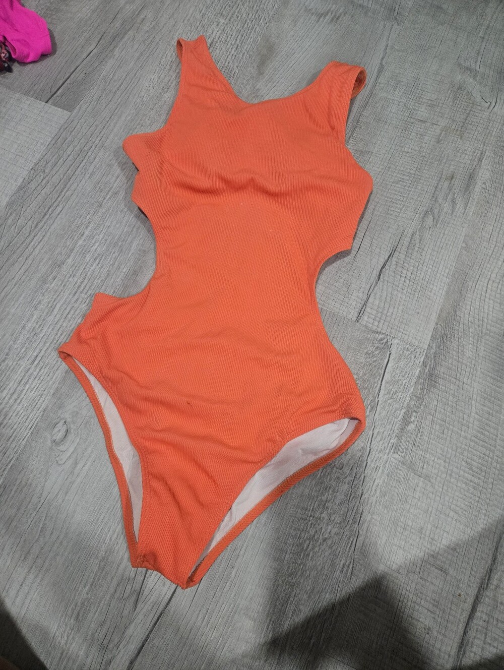 Orange One-Piece Swimsuit - Classic Cutout Design